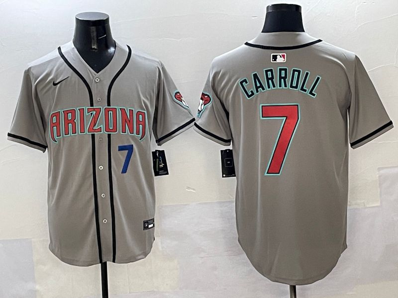 Men Arizona Diamondback #7 Carroll Grey Game Nike 2025 MLB Jersey style 33